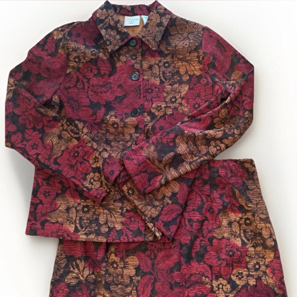 Floral Button-Up Jacket and Skirt Set